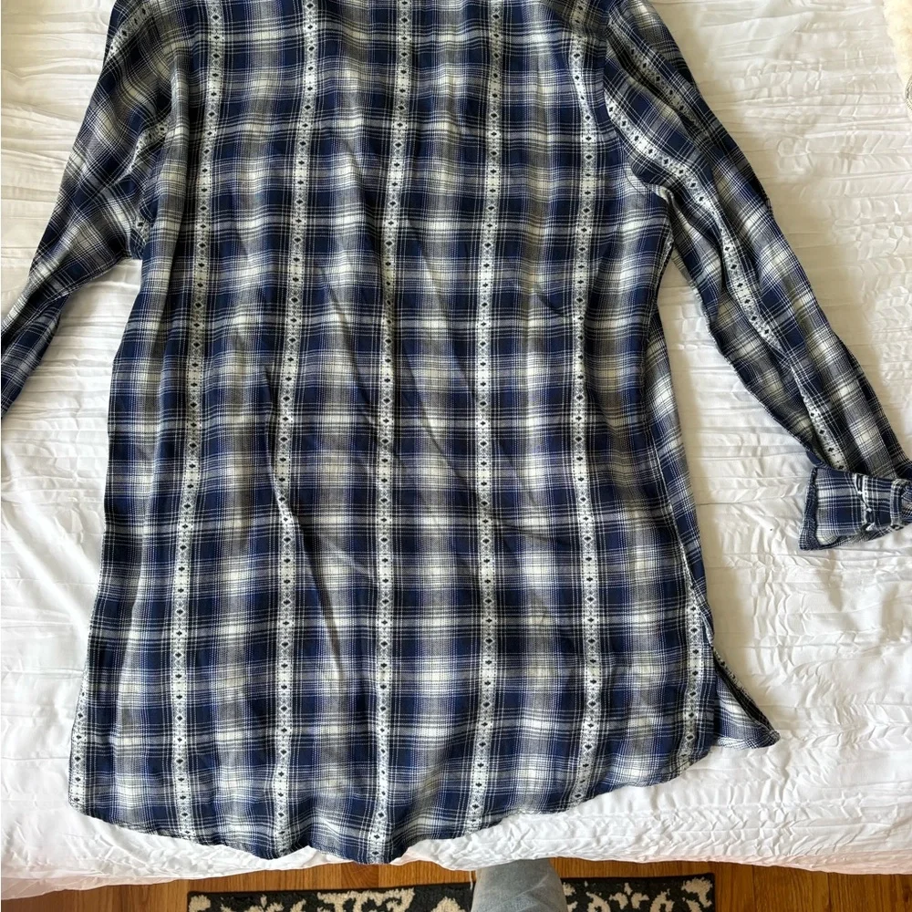 Justice Blue and White Plaid Button-Down Shirt